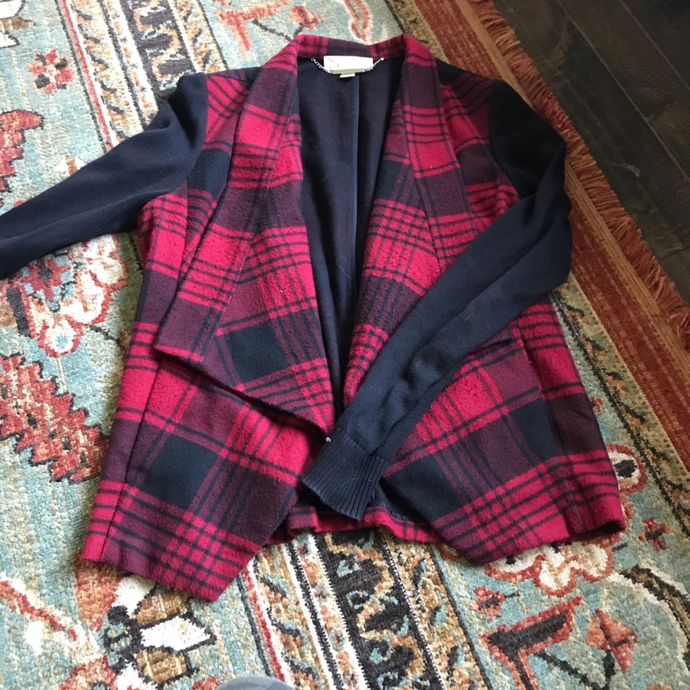 michael kors red plaid blazer